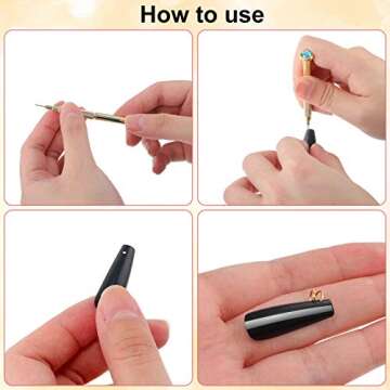 1014 Pieces Nail Dangle Charm Piercing Tool Hand Drill, Nail Charms 6 Sizes Jump Ring Connector with Jump Ring Open Close Tool Pliers and Tweezers for Jewelry Making