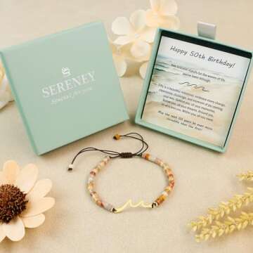 Handmade Wave Bracelet for 50th Birthday Gifts