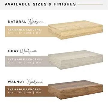 MCS Natural Woodgrain Floating Shelves, 18 Inch x 8 Inch, Set of 2, 18 x 8