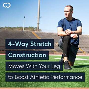 Copper Compression Leg Compression Sleeve - Copper Infused Knee Stabilizer Brace for Running, Meniscus Tear, ACL, MCL, Arthritis, Joint Pain Relief - Thigh & Calf Support for Men & Women