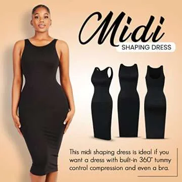Soo slick Dresses for Women 2023 Tummy Control Shapewear I Midi Sleeveless High Neck Sculpting Body ...