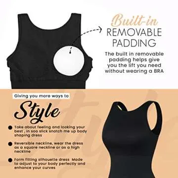 Soo slick Dresses for Women 2023 Tummy Control Shapewear I Midi Sleeveless High Neck Sculpting Body Shaper (Black - XS/S)