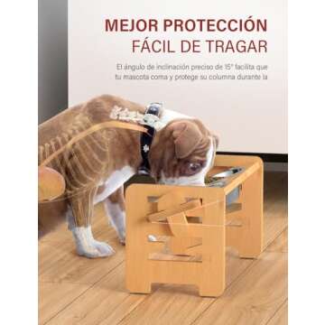 Vantic Elevated Dog Bowls, Adjustable Raised Dog Bowl Stand for Small Puppy and Cats, Sturdy Bamboo Pet Food Feeder with 2 Stainless Steel Dishes, Natural