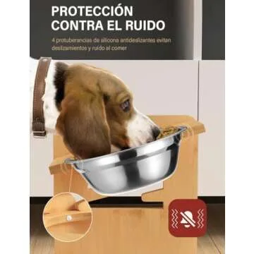 Vantic Elevated Dog Bowls, Adjustable Raised Dog Bowl Stand for Small Puppy and Cats, Sturdy Bamboo Pet Food Feeder with 2 Stainless Steel Dishes, Natural