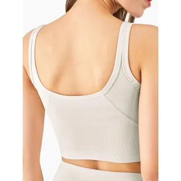 Chilylori Seamless Sports Bra Workout Crop Top in Ivory White
