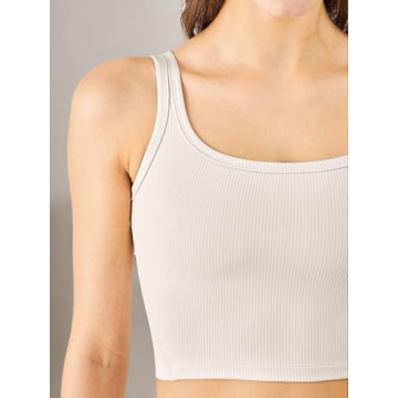 Chilylori Seamless Sports Bra Workout Crop Top in Ivory White