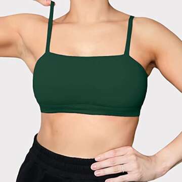 Aoxjox Women's Workout Bandeau Sports Bras Training Fitness Running Yoga Crop Tank Top (Storm Green,...