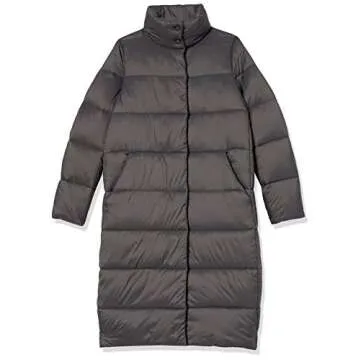 Amazon Essentials Women's Lightweight Full-Zip Water-Resistant Long Cocoon Puffer Winter Coat, Charcoal, Medium