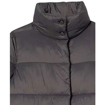 Amazon Essentials Women's Lightweight Full-Zip Water-Resistant Long Cocoon Puffer Winter Coat, Charcoal, Medium