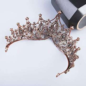 Baroque Black Queen Crown for Women, Dark Gothic Princess Tiaras and Crown Handmade Crystal Headband Birthday Tiara for Women – Wedding Halloween Faire Costume Birthday Music Festival