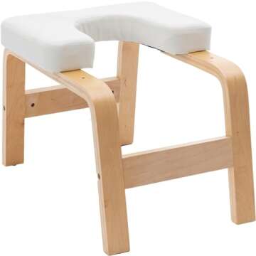 INDSUMOT Yoga Inversion Stool- Headstand Bench for Home & Gym, Relieve Stress, Strengthen Core, Improve Sleep & Digestion for Home Bar, Dining Room, or Kitchen (Beige)