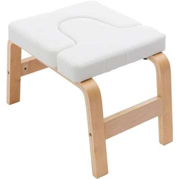 INDSUMOT Yoga Inversion Stool- Headstand Bench for Home & Gym, Relieve Stress, Strengthen Core, Improve Sleep & Digestion for Home Bar, Dining Room, or Kitchen (Beige)