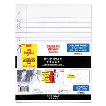Five Star Loose Leaf Paper with Study App - 100 Sheets Reinforced