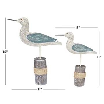 Deco 79 Wood Bird Sculpture, Coastal Décor Set of 2
