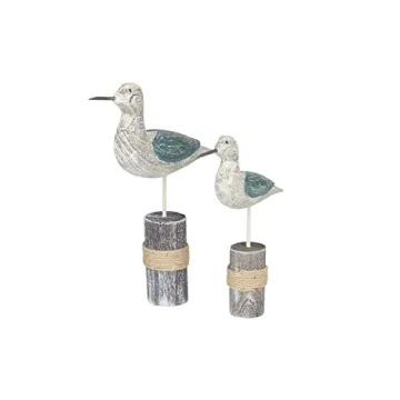 Deco 79 Wood Bird Sculpture, Coastal Décor Set of 2
