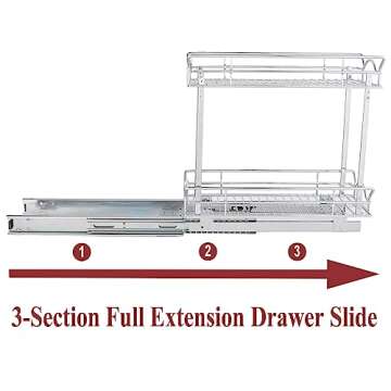 OCG Slide Out Cabinet Organizer for Narrow Cabinet (7" W X 17" D), 2 Tier Pull Out Shelves Slim Sliding Cabinet Organizer and Storage, Chrome