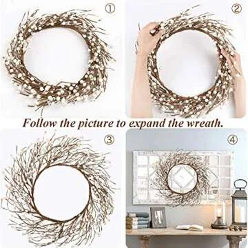 Whonline Pip Berry Wreath - 18 Inch Winter Decor