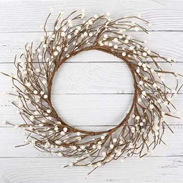 Whonline Pip Berry Wreath - 18 Inch Winter Decor