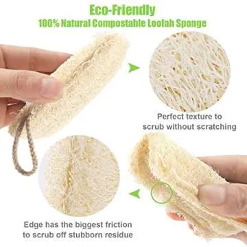 Natural Sponges for Dishes, Loofah Dish Sponges Eco-Friendly - Biodegradable Washing Up Vegetable Sponges - No Odor Scrubber for Dishes (5 Pack)