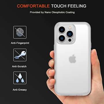 TENDLIN Compatible with iPhone 14 Pro Max Case Translucent Matte Hard Back with Soft Silicone Bumper...