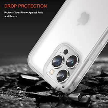TENDLIN Compatible with iPhone 14 Pro Max Case Translucent Matte Hard Back with Soft Silicone Bumper Comfortable Case (White)