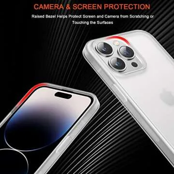 TENDLIN Compatible with iPhone 14 Pro Max Case Translucent Matte Hard Back with Soft Silicone Bumper Comfortable Case (White)