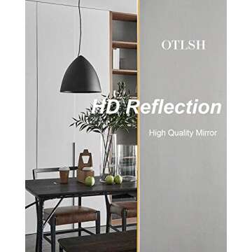 Otlsh Floor Mirror, 58"×18" Arched Full Length Mirror with Stand, Standing Mirror, Full Body Mirror, Large Mirror, Arched Wall Mirror, Freestanding, Aluminum Frame - Gold