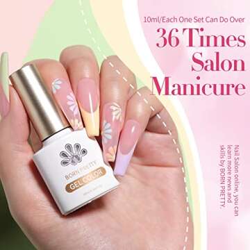 Born Pretty Pastel Gel Nail Polish Set Spring Summer Gel Polish Macaron Candy Sweet Color Gel Polish Easter Soft Pink Yellow Purple Blue Green Colors Collection Nail Art Gift Box 10ML 6PCS