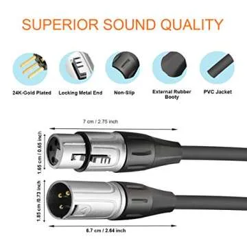 Tisino XLR Splitter Cable, 1 XLR Female to 2 XLR Male Patch Y Cable Balanced Microphone Splitter Cord Audio Adaptor - 1 feet