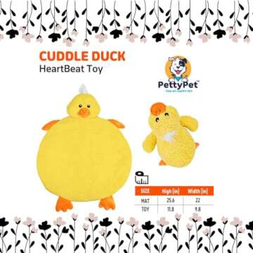 PettyPet Heartbeat Puppy Toy and Blanket in Duck Shape- Dog Toy with Heartbeat for Puppy Training Ca...