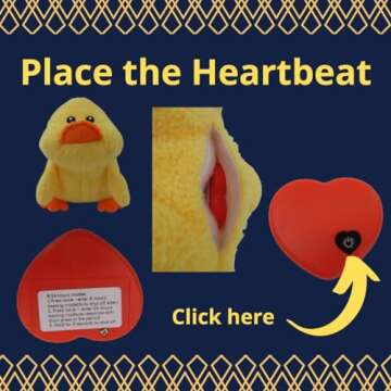 PettyPet Heartbeat Puppy Toy and Blanket in Duck Shape- Dog Toy with Heartbeat for Puppy Training Calming Aid and Dog Anxiety Relief- Companion pet for Puppy Anti Dog Whining & Barking Puppy Toy