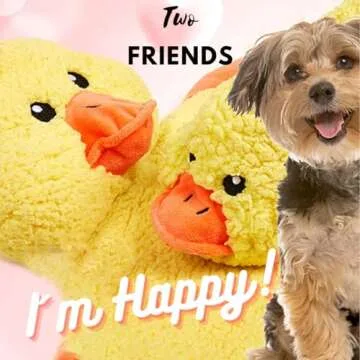 PettyPet Heartbeat Puppy Toy and Blanket in Duck Shape- Dog Toy with Heartbeat for Puppy Training Calming Aid and Dog Anxiety Relief- Companion pet for Puppy Anti Dog Whining & Barking Puppy Toy