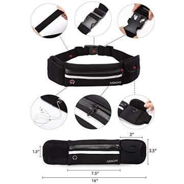 Jueachy Waterproof Running Belt - Adjustable & Practical