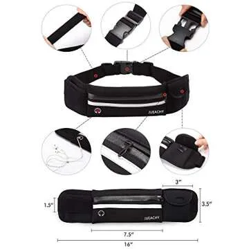 Jueachy Waterproof Running Belt - Adjustable & Practical