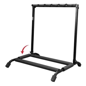 Rok-It Multi Guitar Stand Rack with Folding Design; Holds up to 5 Electric or Acoustic Guitars (RI-G...