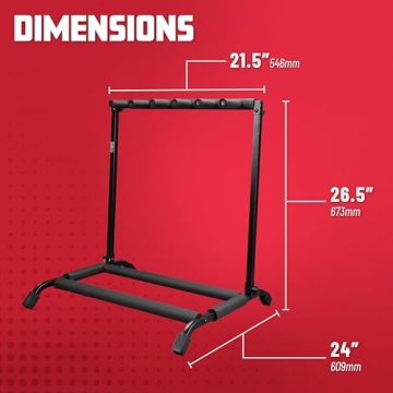 Rok-It Multi Guitar Stand Rack – Holds 5 Guitars & Folds Easily