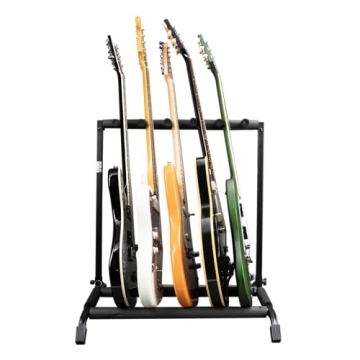 Rok-It Multi Guitar Stand Rack – Holds 5 Guitars & Folds Easily