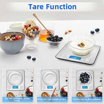 Fuzion Digital Kitchen Scale, 5000g/11lb x 0.1oz Food Scales Digital Weight Grams and Oz for Weight Loss, Cooking and Baking, 5 Units with Tare Function, Easy Clean Stainless Steel(Battery Included)
