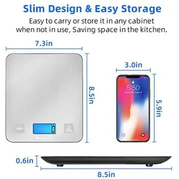 Fuzion Digital Kitchen Scale, 5000g/11lb x 0.1oz Food Scales Digital Weight Grams and Oz for Weight Loss, Cooking and Baking, 5 Units with Tare Function, Easy Clean Stainless Steel(Battery Included)