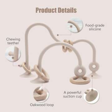 zeeloopbee High Chair Toys with Suction Cups for Infant Toddlers Silicone Suction Cup Montessori Educational Teething Toys for Babies Ages 0-6 M+ Baby Teething Toys for 6 to 12 Months(Beige)
