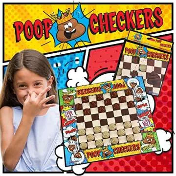 Poop Checkers Game, Poo Gag Gift White Elephant, Poop Game Checkers Set. Poop Emoji Party Supplies, Hilarious Game, Immature People. Scout Game, Kids, Teams, 2 Player Games for Adults. Ages 8-99.