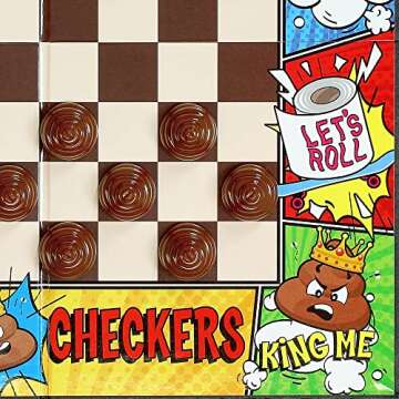 Poop Checkers Game, Poo Gag Gift White Elephant, Poop Game Checkers Set. Poop Emoji Party Supplies, Hilarious Game, Immature People. Scout Game, Kids, Teams, 2 Player Games for Adults. Ages 8-99.