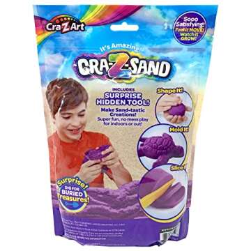 CRA-Z-Sand Purple 3LB Bag of Amazing Sand with Surprise Sand Tool, Shape, Mold and Slice It, Fun Sensory Toy for Ages 4 and up
