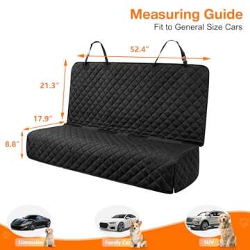 PETICON Waterproof Scratchproof Pet Bench Seat Covers for Cars, Trucks, SUVs, Nonslip Durable Back Seat Cover for Dogs, Washable Backseat Protection, Black