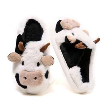 PLMOKN Cow Slippers For Women Indoor And Outdoor Mens House Cute Fuzzy Keep Warm Animal Cloud Slides...