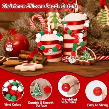 74Pcs Christmas Silicone Beads Set for DIY Crafts