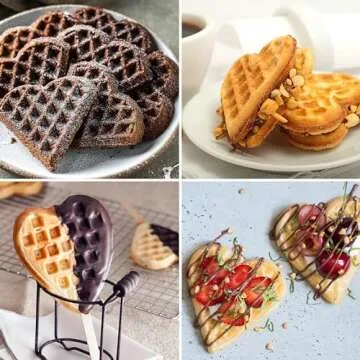 Nostalgia MyMini Personal Electric Heart Waffle Maker, 5-Inch Cooking Surface, Waffle Iron for Hash Browns, French Toast, Grilled Cheese, Quesadilla, Brownies, Cookies, Red