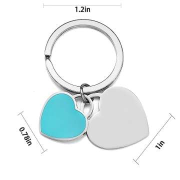 Double Heart Tag keychain for Couples,Cute Heart keychains for Boyfriend Girlfriend Gifts (Bule)