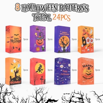 Halloween Treat Bags - 24 Paper Bags with Stickers