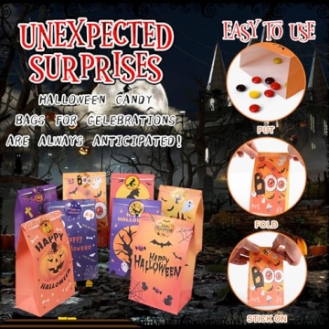Halloween Treat Bags - 24 Paper Bags with Stickers